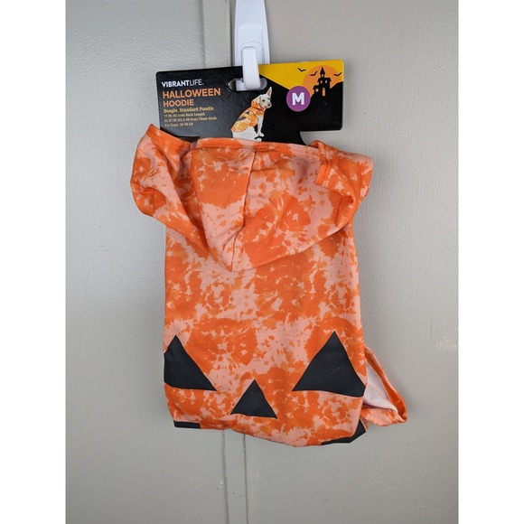 Vibrant Life Other - Vibrant Life Halloween Dog Hoodie Orange Tie Dye Pumpkin Jack-O-Lantern Size M‎